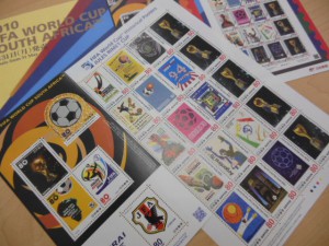 2010　FIFA　world　cup　south　africa　samurai　blue切手の画像です。