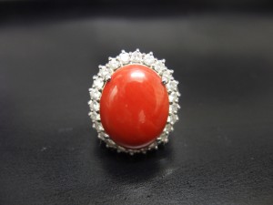 血色サンゴ プラチナリング