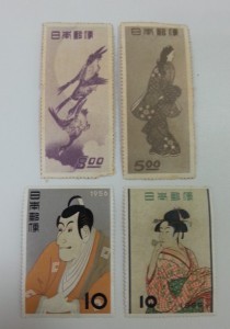 月に雁　見返り美人　ビードロ　写楽