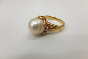 貴金属金メレダイヤ付18金K18リング