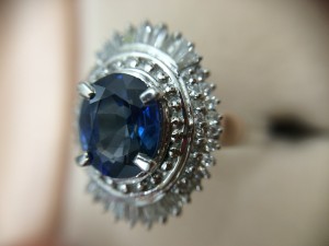 ブランド貴金属サファイアメレダイヤ付プラチナリングジュエリー