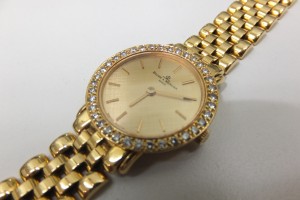貴金属付きK18金ダイヤ付レディース金時計