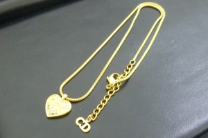 Dior ディオール ハートプレート ネックレス ラインストーン