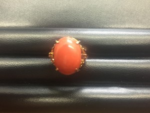 珊瑚付リング買取りました。福山市、大吉福山蔵王店です。