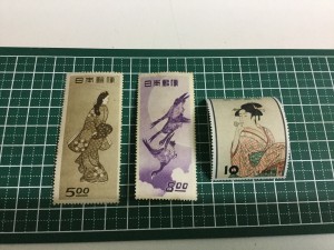 古切手 見返り美人 月に雁 ビードロを吹く女