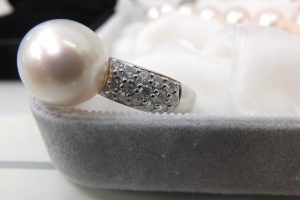 ブランド貴金属ダイヤ付パールプラチナリングPt900