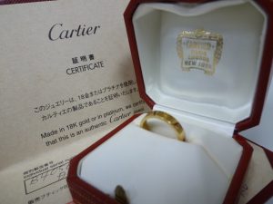 福岡市西区のお客様からカルティエミニラブリングをお買取りしました。買取専門店大吉七隈四ツ角店