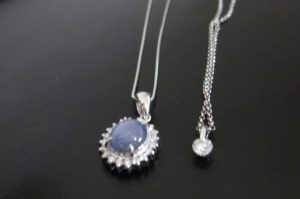 Pt850ネックレス トップPt900 メレD0.20ct Pt850ネックレス トップPt900 メレD0.25ct サファイヤ2.91ct