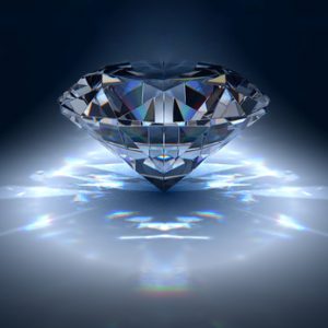 Diamond jewel on blue background