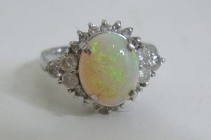Pt900リング メレD0.61ct オパール1 (1)