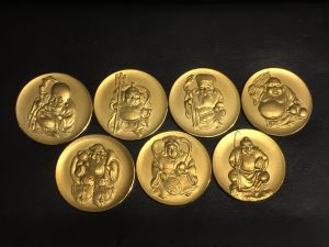 純金メダル 七福神 表 K24 金属工芸品
