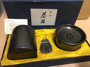 純銅製 茶道具セット（茶筒・茶匙・建水）