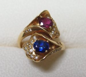 K18 サファイア ルビー デザインリング