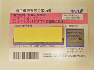 ANA株主優待券　大吉今里店