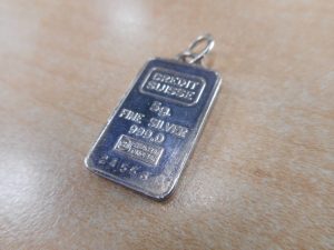 純銀インゴット5g　FINE SILVER 999.0　ペンダントトップ　