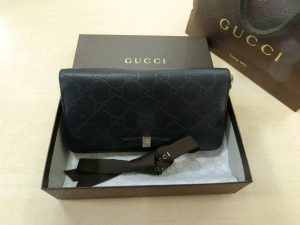GUCCI・グッチ 388680 ラウンドファスナー長財布 小銭入れ付き GUCCISSIMA・ブラック 男女兼用