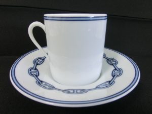 HERMES エルメス シェーヌダンクル ブルー コーヒーカップ&ソーサー