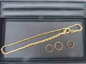本日は貴金属ネックレス、リングをお持ち頂きました。