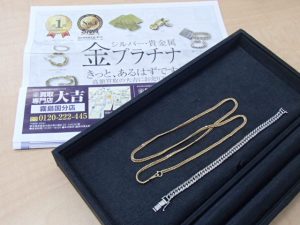 金の喜平ネックレス・プラチナの喜平ブレスレットを高価買取！金相場高騰中の今がチャンス！大吉霧島国分店で高価買取！