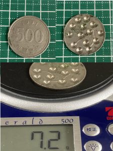500ウォン硬貨 重量くり抜き 問題品