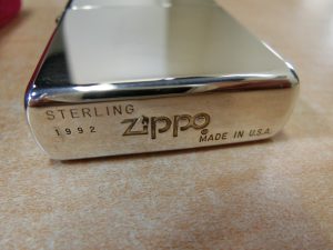 ZIPPO・ジッポオイルライター・スターリングシルバー・1992年製・ケース入り