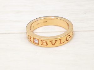 BVLGARI ブルガリ ダブル ロゴ リング ダイヤ1P K18YG ブランドジュエリーを売るなら買取専門店 大吉 宇都宮東宿郷店へ!!