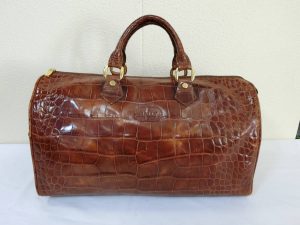 BALLY・バリー・伊製・クロコダイル型押し・ボストンバッグ・ハンドバッグ・旅行カバン