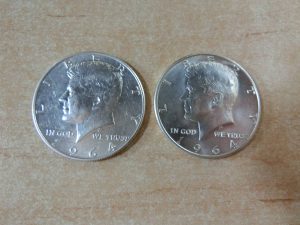 アメリカ1964年・リバティコイン・ケネディ・ハーフダラー・50セント銀貨・2枚