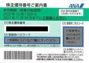 ANAの株主優待券をお買取りしました