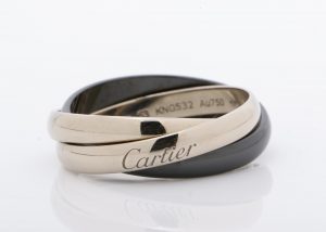 カルティエ トリニティリング K18WG セラミック