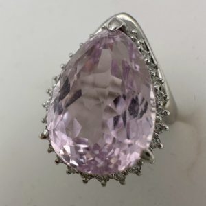 Pt900 クンツァイト ダイヤ リング