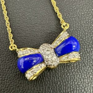 K18 ダイヤ ラピスラズリ ネックレス