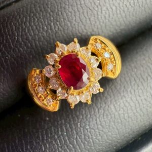 K18 赤石 ダイヤ リング