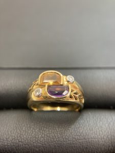 K18シトリンアメジストリング