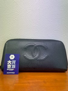 広島市五日市で高価買取したシャネル(CHANEL)のキャビアスキン・ココマーク・ラウンドファスナー長財布