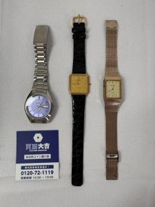 買取大吉五日市コイン通り店で査定したオリエント・セイコーなどの古い腕時計3点