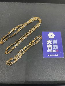 【無料出張買取】広島市五日市の買取大吉五日市中央店が高価買取した金とプラチナ(ホワイトゴールド)のコンビデザインネックレスとブレスレット